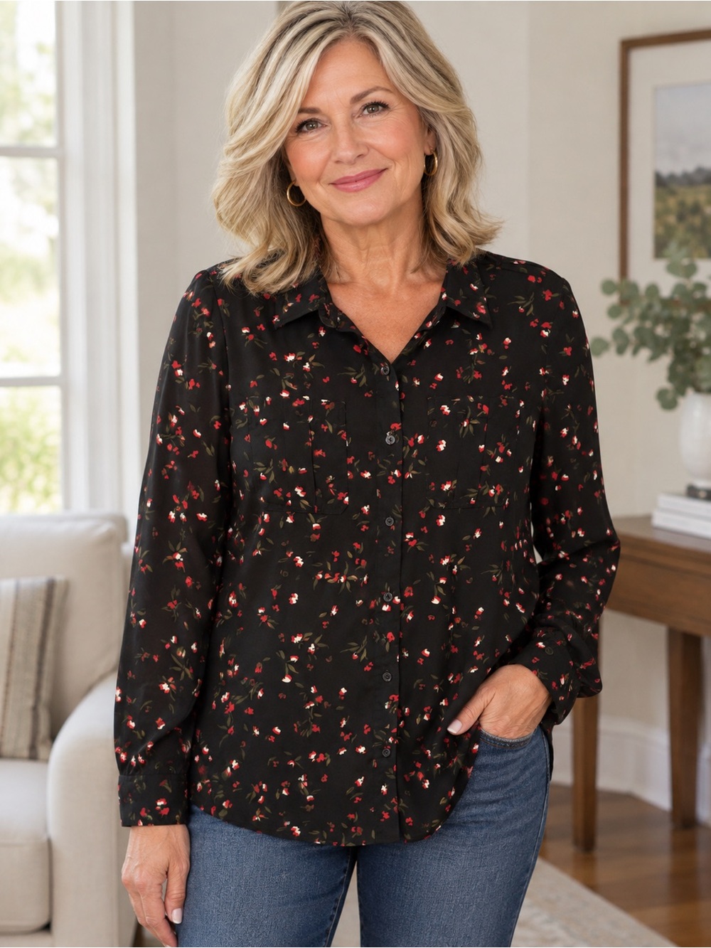 💕3/$25💕 Banana Republic Floral Button-Up Blouse